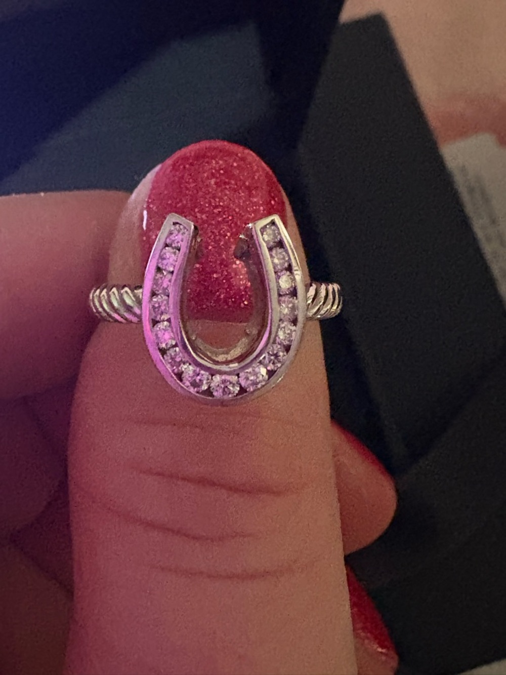 Horseshoe Pavé White Gold Ring - Women Jewelry - Picture 3 of 5